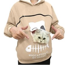 Trui met buideltje voor je kat beige maat 3XL