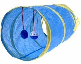 Katten speel tunnel met balletje blauw