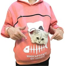 Trui met buideltje voor je kat roze maat 2XL