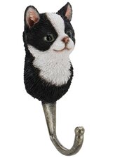 Kapstokhaakje katten: Poesje zwart/wit